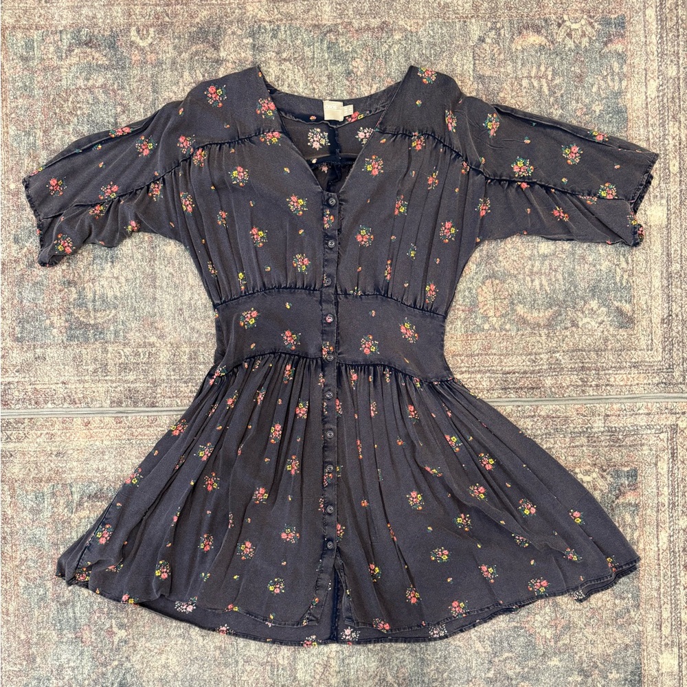 ASOS Charcoal Floral Mini Dress - Picture 3 of 8